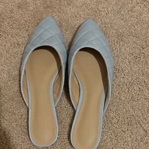 LOFT Light Blue Quilted Mules